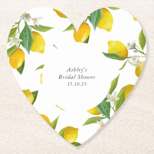 Dessous-de-verre En Papier Coeur de douche nuptiale citron