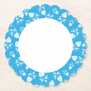 Dessous-de-verre En Papier Coeur de fleur bleu avec fleurs motif