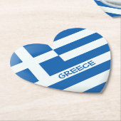 Dessous-de-verre En Papier Coeur du drapeau grec (Incliné)