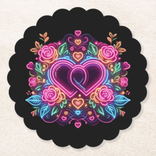 Dessous-de-verre En Papier Coeur néon coloré Saint Valentin