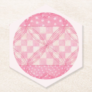 Dessous-de-verre En Papier COEUR ROSE QUILT Dessous de verre Hexagons à la po