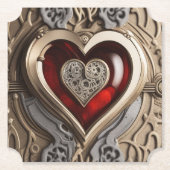 Dessous-de-verre En Papier Coeur Steampunk - Amour mécanique complexe (Devant)