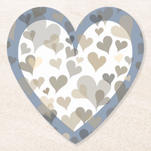 Dessous-de-verre En Papier Coeurs beige et blanc motif mignon et élégant