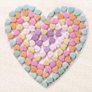 Dessous-de-verre En Papier Coeurs de sucrerie colorés par pastel en forme de