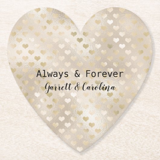 Dessous-de-verre En Papier Cœurs en or blanc   (Devant)