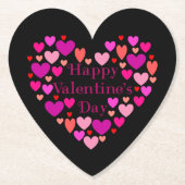 Dessous-de-verre En Papier Coeurs noirs Bonne Saint Valentin (Devant)