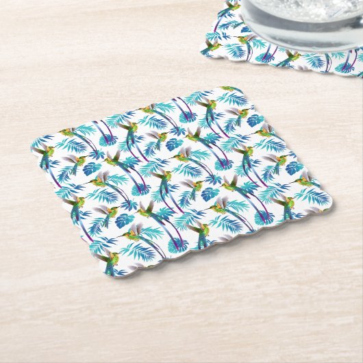 Dessous-de-verre En Papier Colibri à queue longue tropicale (Incliné)