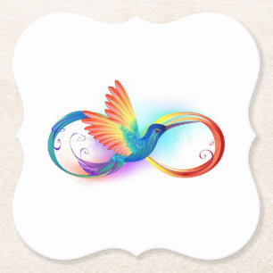 Dessous-de-verre En Papier Colibri arc-en-ciel avec symbole Infinity