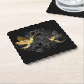 Dessous-de-verre En Papier Colibri noir et or (Incliné)