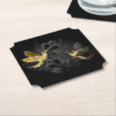 Dessous-de-verre En Papier Colibri noir et or (Incliné)