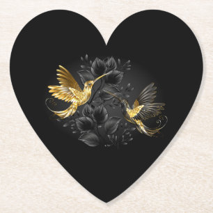 Dessous-de-verre En Papier Colibri noir et or