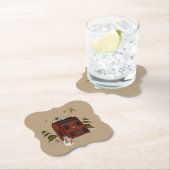 Dessous-de-verre En Papier Colonial Rouge Primitif Avec Snowman (En situation)