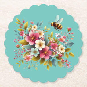 Dessous-de-verre En Papier Coloré, Abeille printanière/florale