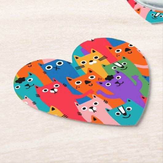 Dessous-de-verre En Papier Colorful cats (Incliné)