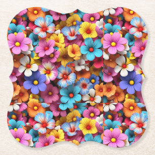 Dessous-de-verre En Papier Colorful Pretty Flowers Motif-20240