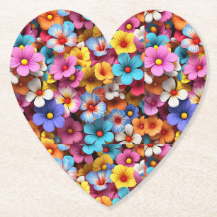 Dessous-de-verre En Papier Colorful Pretty Flowers Motif-20240