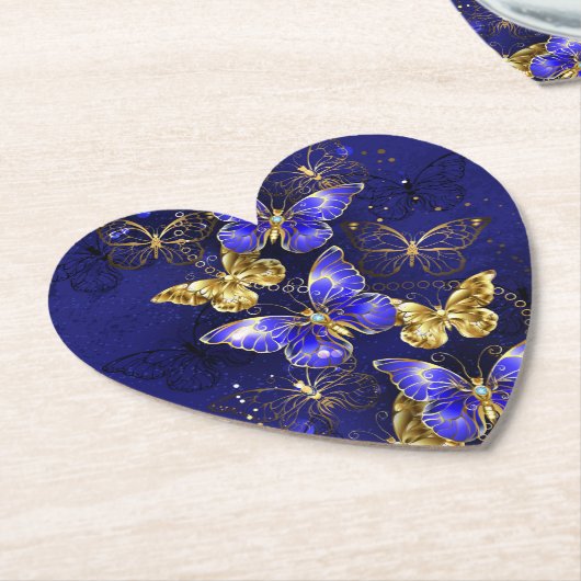 Dessous-de-verre En Papier Composition avec papillons Sapphire (Incliné)