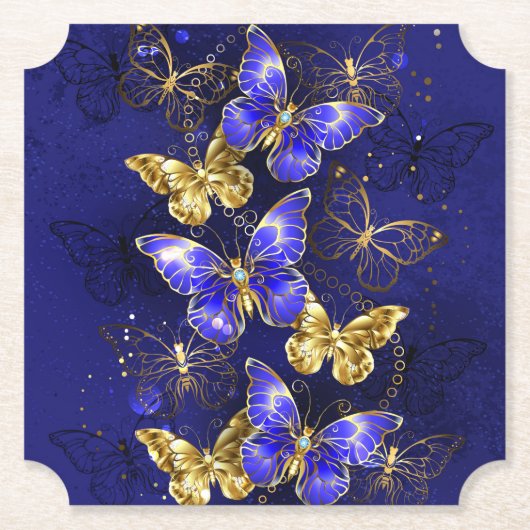 Dessous-de-verre En Papier Composition avec papillons Sapphire (Devant)