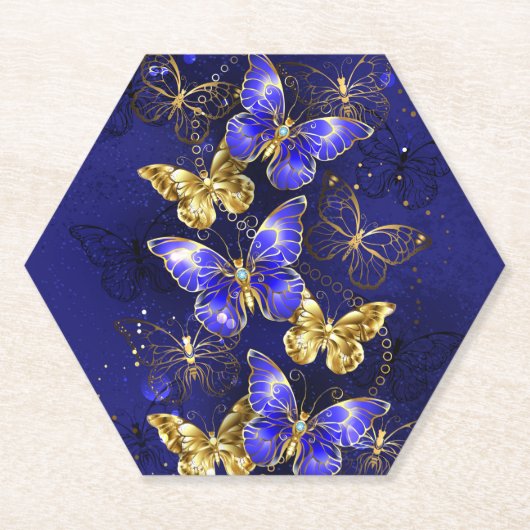 Dessous-de-verre En Papier Composition avec papillons Sapphire (Devant)