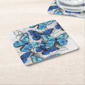 Dessous-de-verre En Papier Composition des White and Blue Butterflies (Incliné)