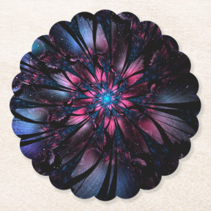 Dessous-de-verre En Papier Conception Abstraite des fleurs fractales.