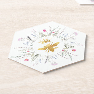 Dessous-de-verre En Papier Conception d'abeilles de la reine fleur sauvage
