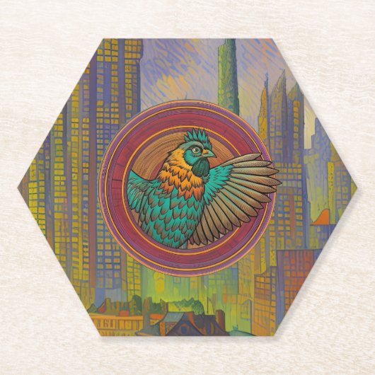 Dessous-de-verre En Papier Conception de cercle de poulet (Devant)