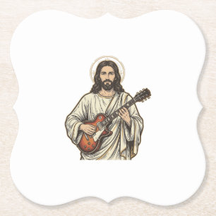 Dessous-de-verre En Papier Conception de chemise à gravure de guitariste sacr