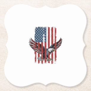 Dessous-de-verre En Papier Conception de chemise de drapeau d'aigle patriotiq