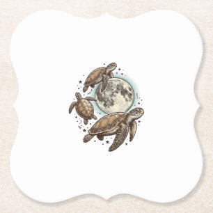 Dessous-de-verre En Papier Conception de chemise de gravure de tortue de mer