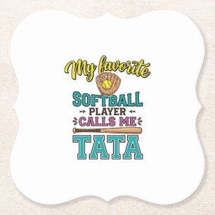 Dessous-de-verre En Papier Conception de chemise TATA Mon joueur de softball