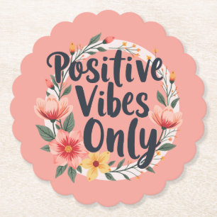 Dessous-de-verre En Papier Conception de couronne florale « Vibes Positives U