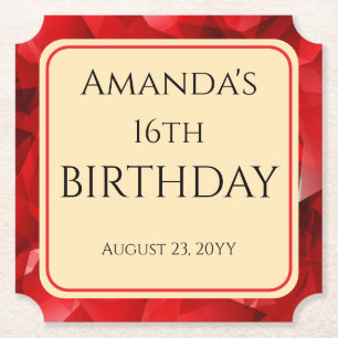 Dessous-de-verre En Papier Conception de cristal abstrait rouge Anniversaire