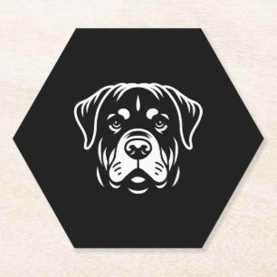 Dessous-de-verre En Papier Conception de face minimaliste Rottweiler - Gras