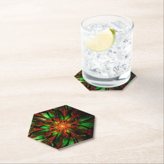 Dessous-de-verre En Papier Conception de fleur fractale abstraite.