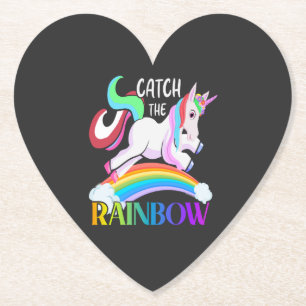 Dessous-de-verre En Papier Conception de licorne arc-en-ciel Catch