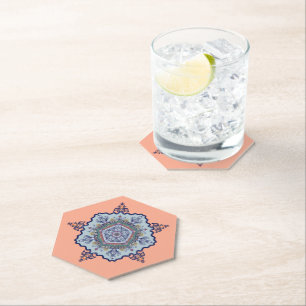 Dessous-de-verre En Papier Conception de Mandala Bleu