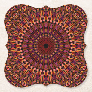 Dessous-de-verre En Papier Conception de mandala marron floral