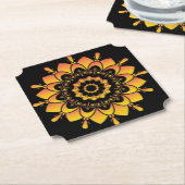 Dessous-de-verre En Papier Conception de mandala unique doré (Incliné)