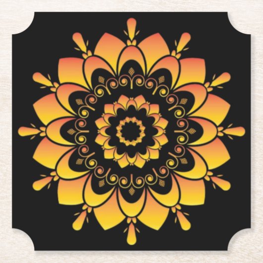 Dessous-de-verre En Papier Conception de mandala unique doré (Devant)