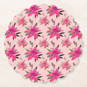 Dessous-de-verre En Papier Conception de motif floral Fleurs roses