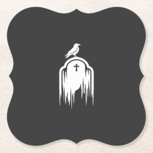 Dessous-de-verre En Papier Conception de silhouette de tombe de corbeau Hallo