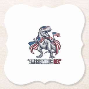 Dessous-de-verre En Papier Conception de T-shirt blanc Patriotic T-Rex Ameris