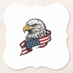 Dessous-de-verre En Papier Conception de T-shirt patriotique avec aigle gravé