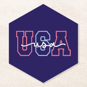 Dessous-de-verre En Papier Conception de texte États-Unis 4 juillet-62118