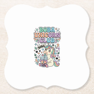 Dessous-de-verre En Papier Conception de typographie Kawaii Club Licorne Boba