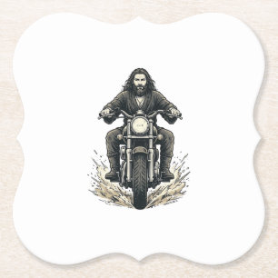 Dessous-de-verre En Papier Conception de vecteur de cavalier de moto de gravu