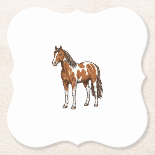 Dessous-de-verre En Papier Conception de vecteur de cheval Pinto gravé antiqu