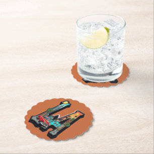 Dessous-de-verre En Papier Conception de voiture rétro gothique et squelettes