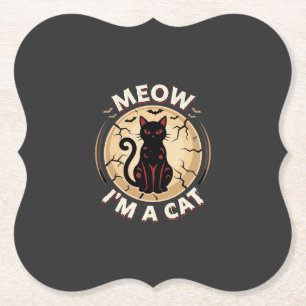 Dessous-de-verre En Papier Conception graphique de chat Meow Halloween_1